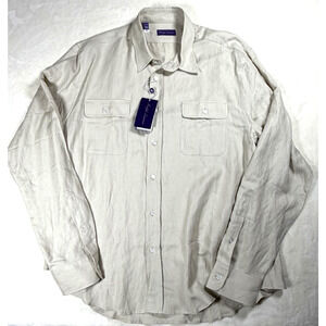 Ralph Lauren Purple Label Mens XXL Tussah Silk Linen Button Down Shirt NWT